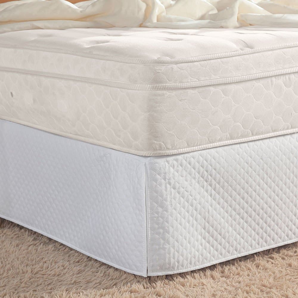 Saia para Cama Protetor de Box Queen ou King Matelado Branco Cantos Abertos com Mini Saia Luxo