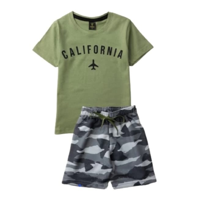 Conjunto Masculino Infantil Camiseta e Bermuda na Promoção