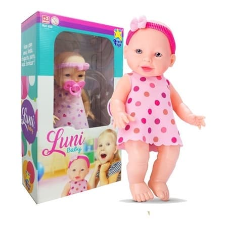 Boneca Luni Baby Com Chupeta Bebê Brinquedo