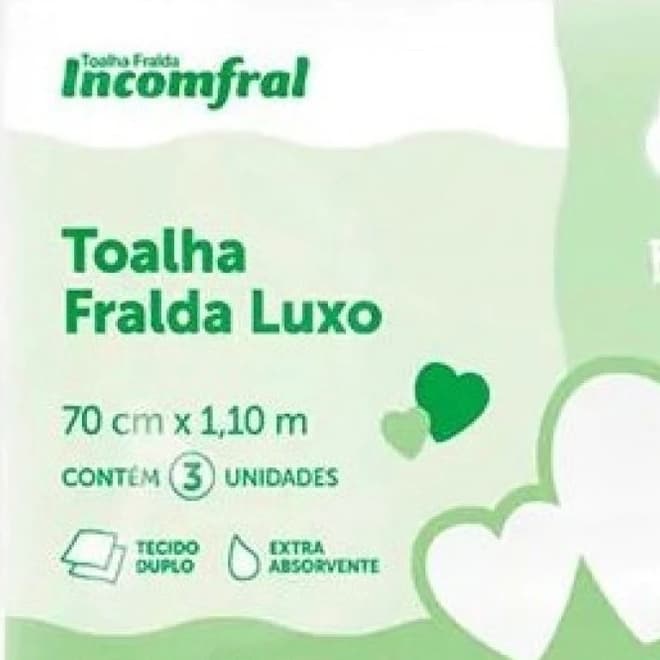 TOALHA FRALDA LUXO BRANCA - PACOTE C/ 3 UNIDADES
