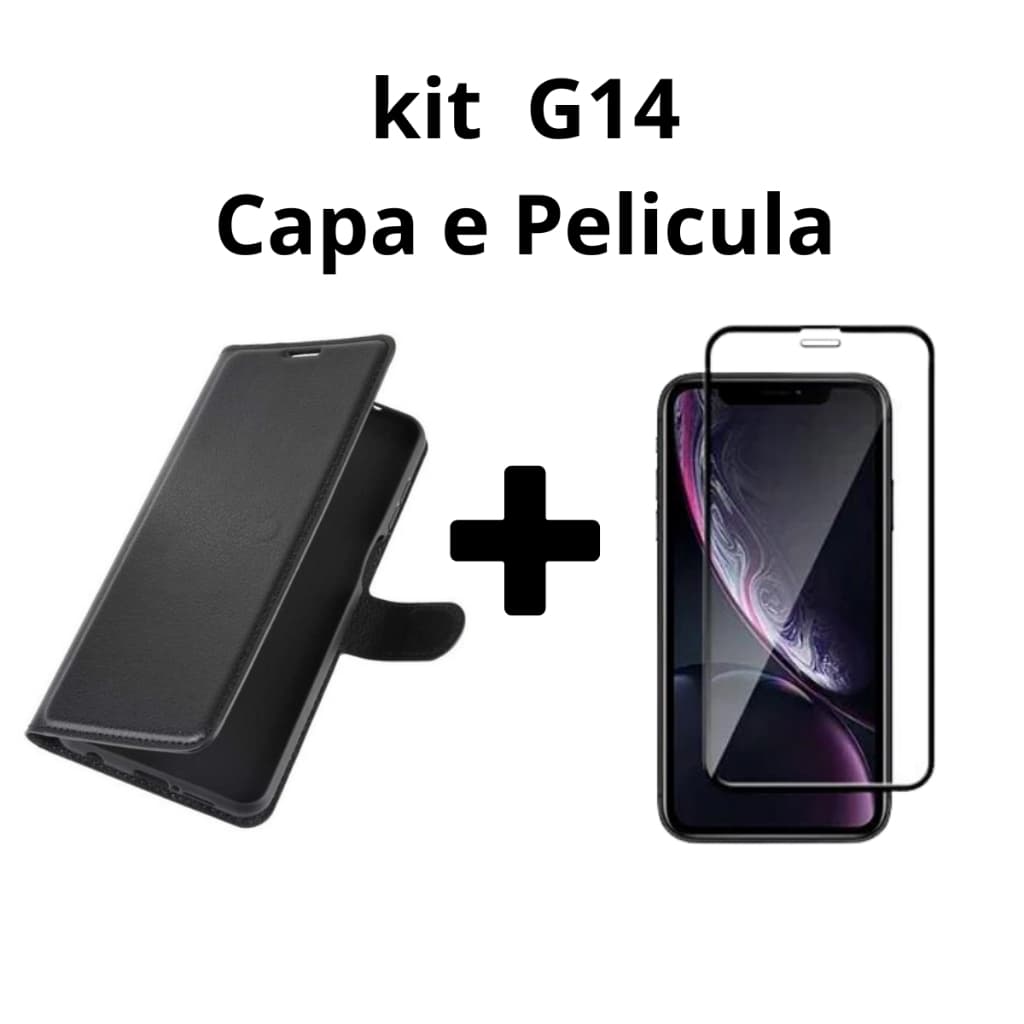 Capinha Carteira Para Moto G14 + Película 3D Proteção em Dobro