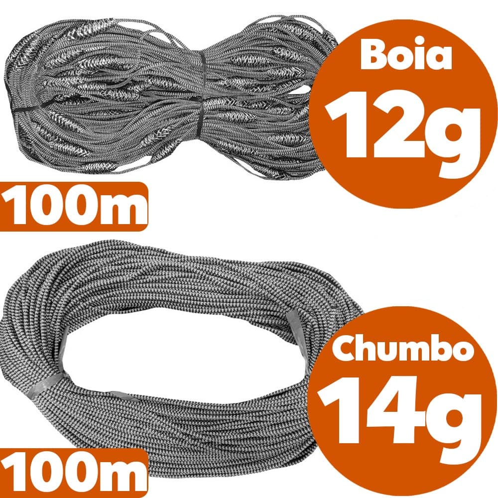 Kit Tralha de bóia 12gr 100m + Tralha Chumbo 14gr King para Redinha de Espera Profissional e Amadora