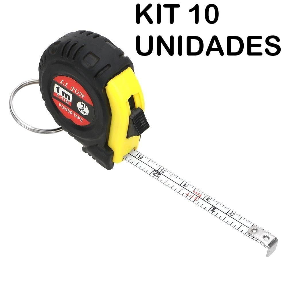 Kit 10 Mini Chaveiro Trena 1M