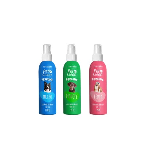 Descubra a Elegância Canina e Felina com o Kit Pet Clean - Inclui Perfume Feminino, Masculino e para Filhotes, uma Experiência de Fragrância Única para Animais de Estimação, Garantindo Frescor e Carinho. Um Toque de Luxo para o Bem-Estar do seu Pet!