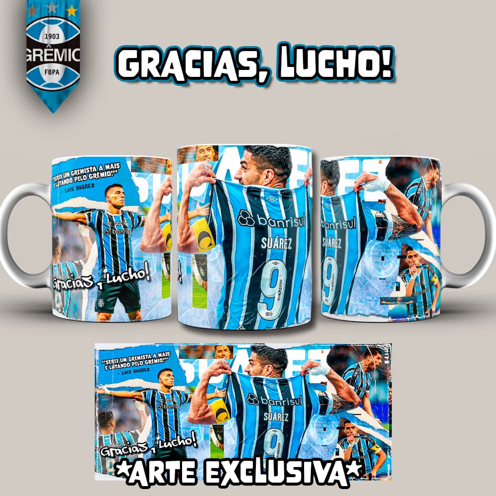 Caneca de Luis Suárez Do Grêmio Despedida Modelo Exclusivo - Produtos Grêmio Canecas de Time