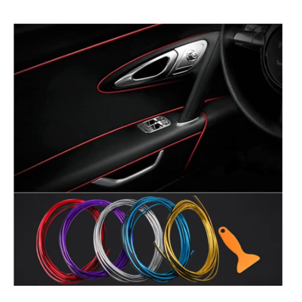 Fita friso painel carro azul amarelo vermelho prata filete porta painel volante console tuning automotivo