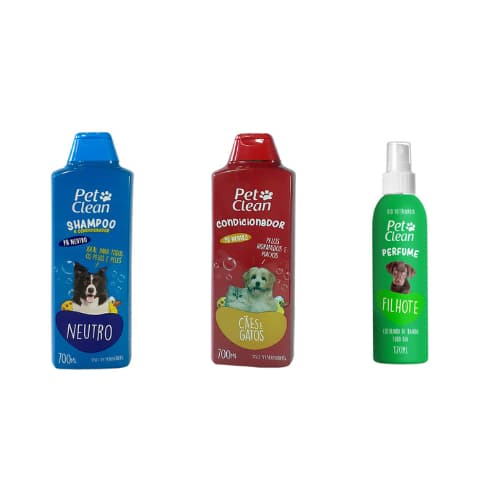 Transforme o Cuidado com Seu Pet: Kit Completo da Pet Clean com Shampoo Neutro, Condicionador Hidratante e Perfume Delicado para Cães e Gatos Filhotes