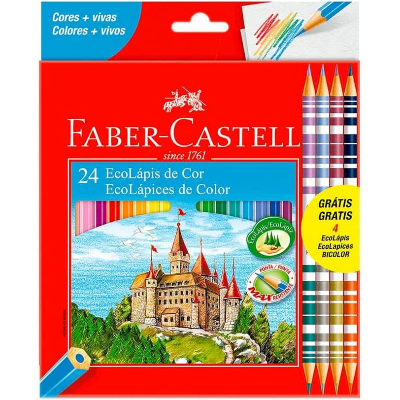 Lapis Cor 24 Cores Faber-castell E 4 Lapis Bicolor