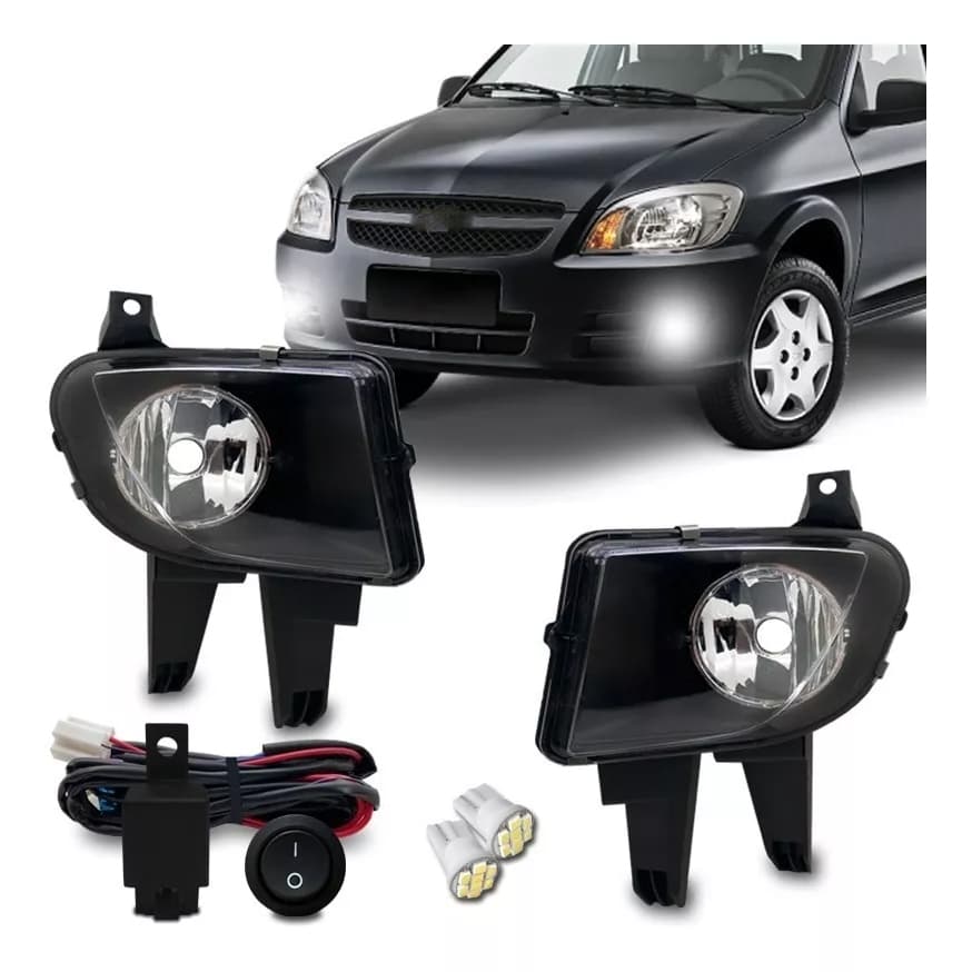 Kit Farol De Milha Auxiliar Neblina Completo Compatível Com Celta Prisma 2012 2013 2014 2015 2016