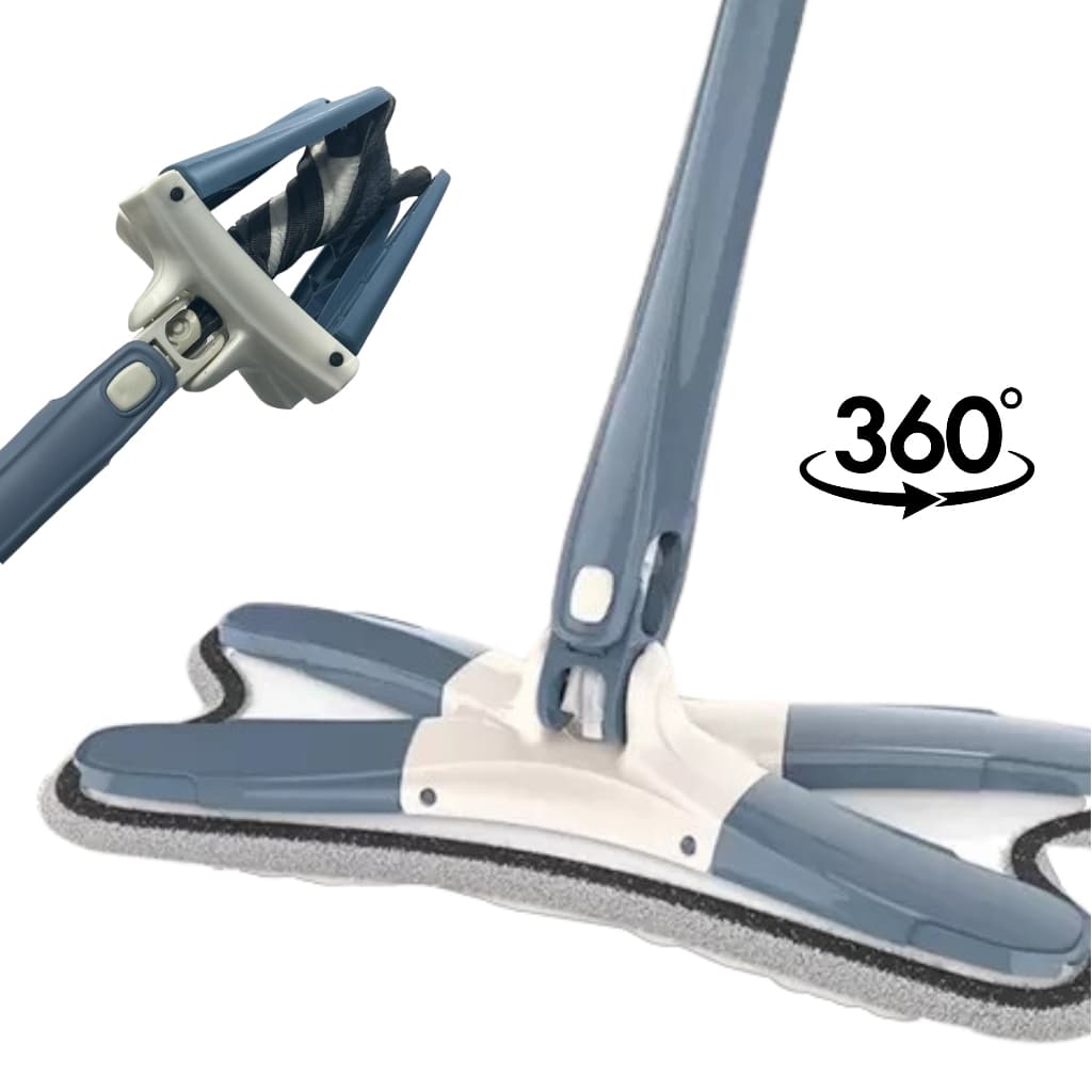 Mop Flat Esfregão Flexível em X Borboleta Rodo Limpeza Giratorio 360° Extrusão