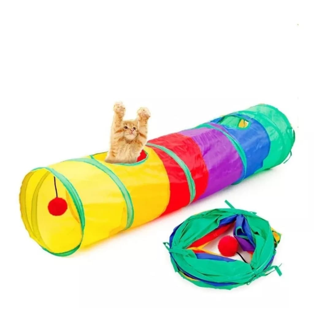 Tunel Colorido para gatos pet Brinquedo interativo, túnel colorido labirinto dobrável