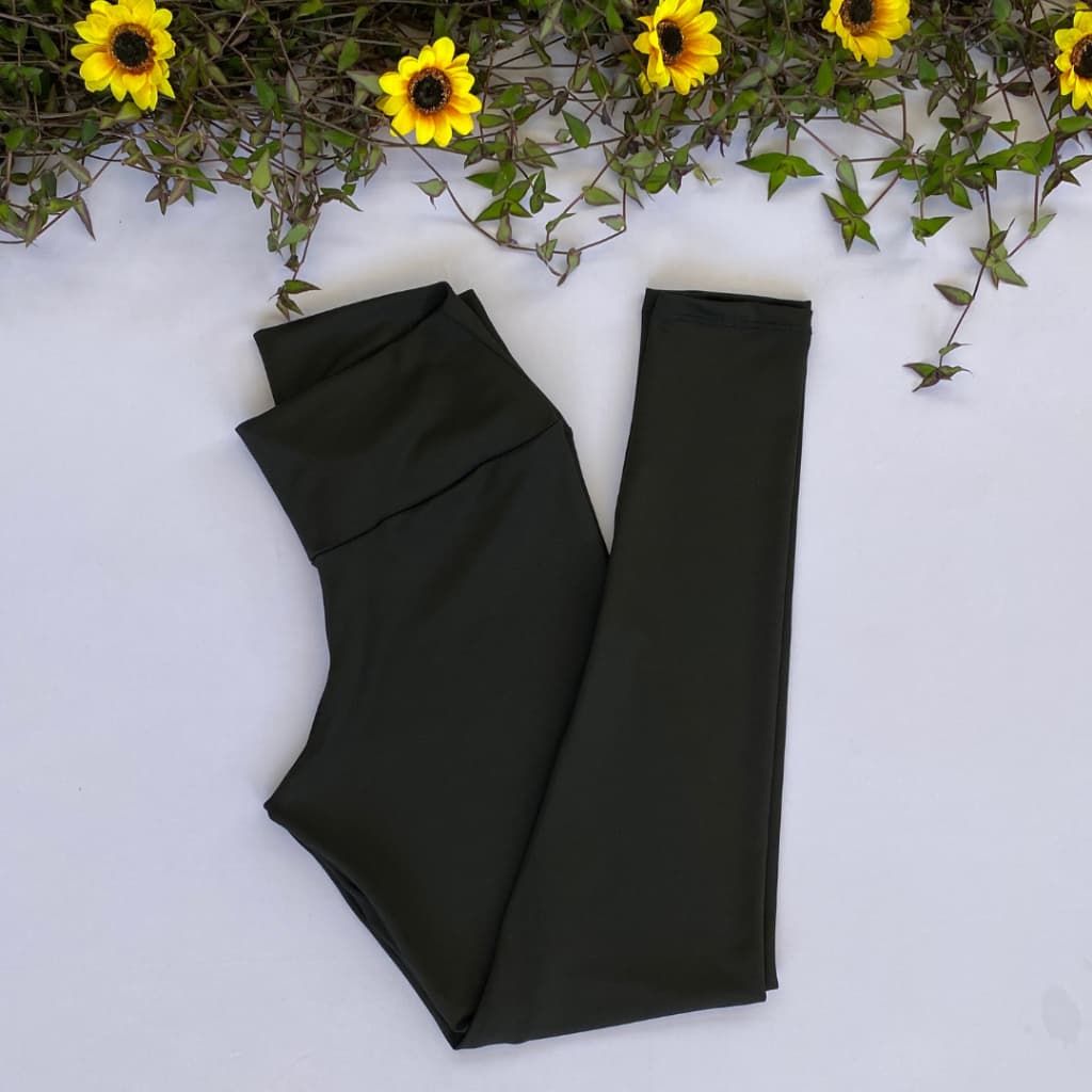 Calça Legging Suplex Feminina Lisa Cintura Alta Cós Duplo para Academia e Caminhada