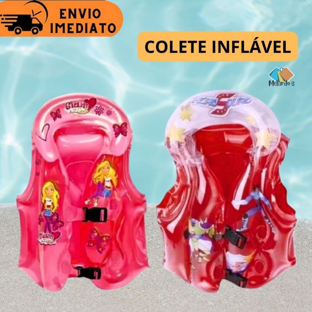 Colete Inflável Infantil Piscina Praia Verão Glam Girls e Hero Squad