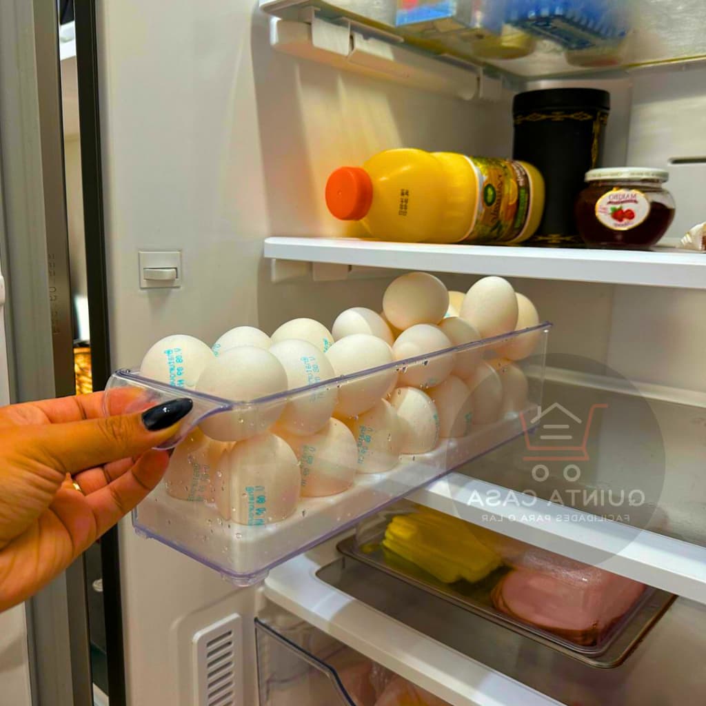 Porta Ovos Geladeira Acrílico Organizador 30 Ovos Puxador Suporte Interno