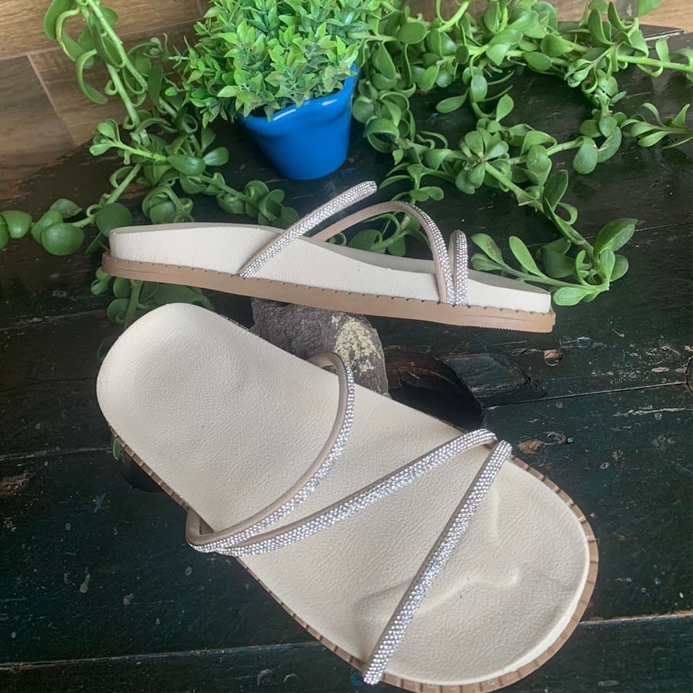 Papete Birken Feminina de Strass Sandalia Rasteirinha