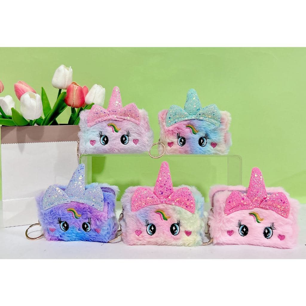 XY ACESSORIOS  Lindos Porta Moedas Fofo Pelucia de Unicornio(envia aleatorio)