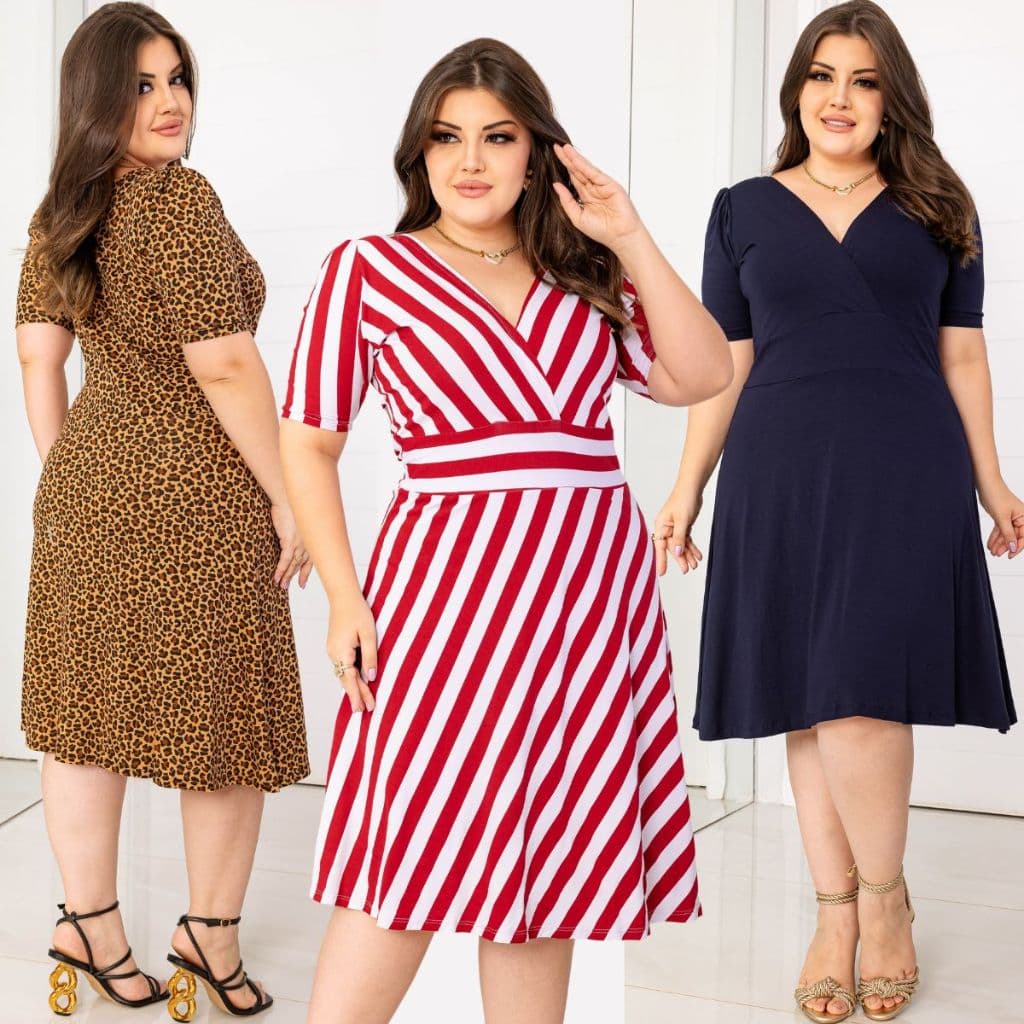 Vestido Leve Curto Rodado Confortável Senhora Plus Size
