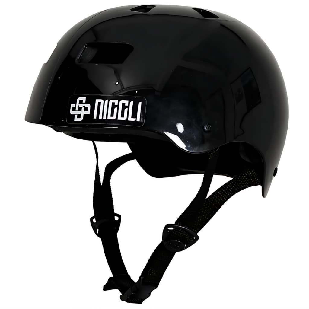 Capacete Niggli Iron Pro N1 Preto Profissional Para Patins Skate Esportes Iniciantes Liso