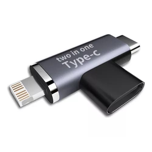 Adaptador 2 em 1 Conversor Cabo Tipo C Para Uso iPhone Carregador