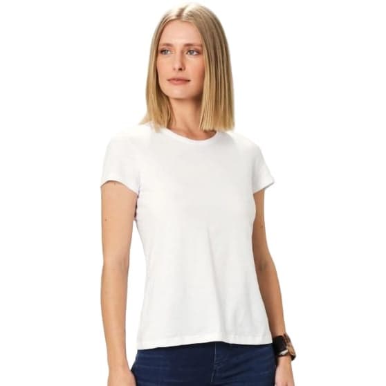Camiseta Baby Look Básica Feminina Malwee Original Manga Curta Algodão
