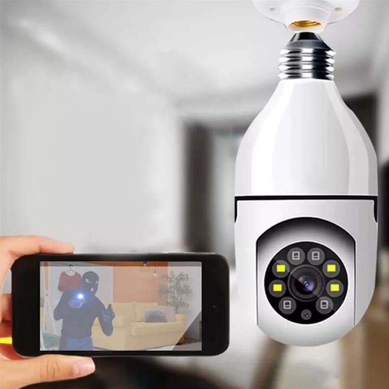 Mini IP Câmera Wifi sem fio visão noturna microfone auto falante acesso remoto aplicativo E27