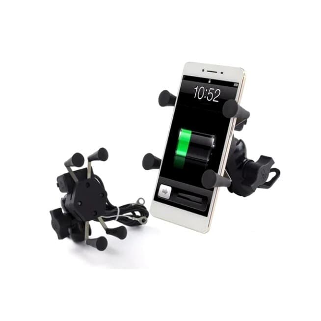 Suporte Garra Para Celular Moto Universal Com Carregador Usb