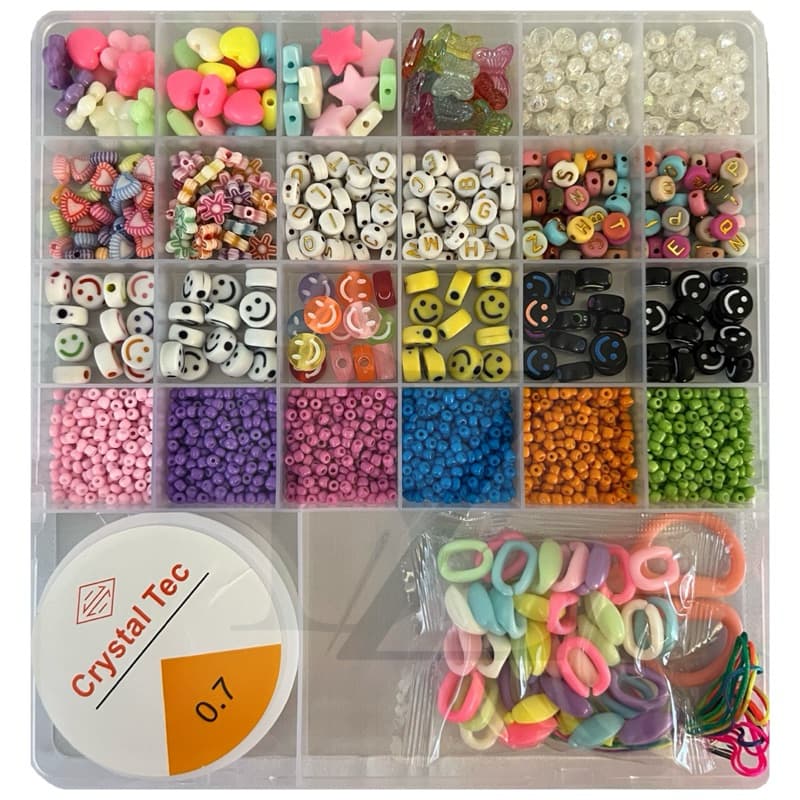 Kit Maleta Miçangas Tesoura, Fio Silicone, Colares e Pulseiras N'3