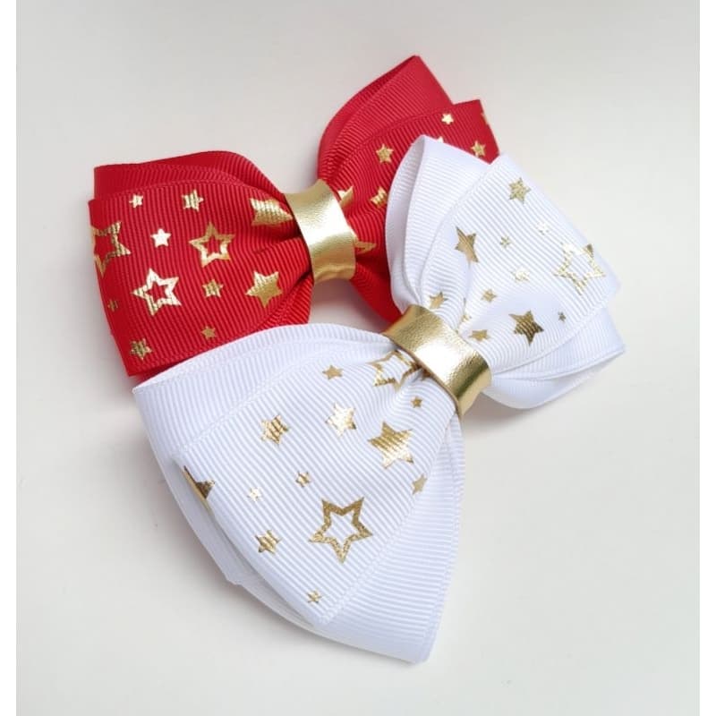 Laço Cruzado/ laço infantil /laço de cabelo/Estrela de Natal/laço estrela/ laço vermelho/laço branco/ano novo/natal