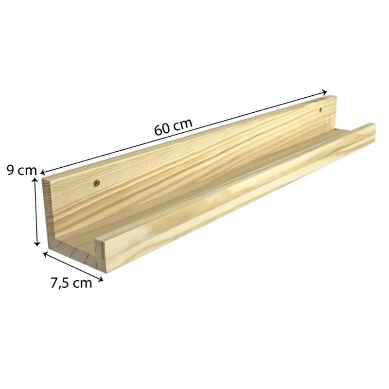 prateleira organizadora madeira pinus 60x9 Decorativa