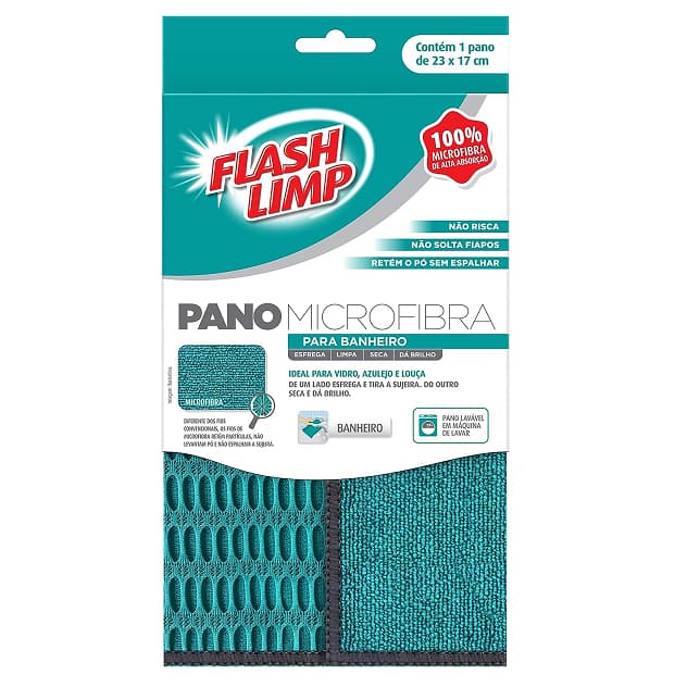 Pano Microfibra multiuso para Banheiro Flash Limp