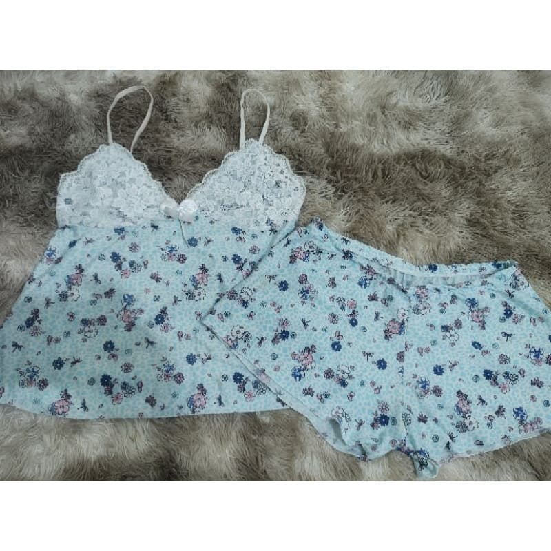 baby Doll alcinha pijama feminino curto verão lindo estampado