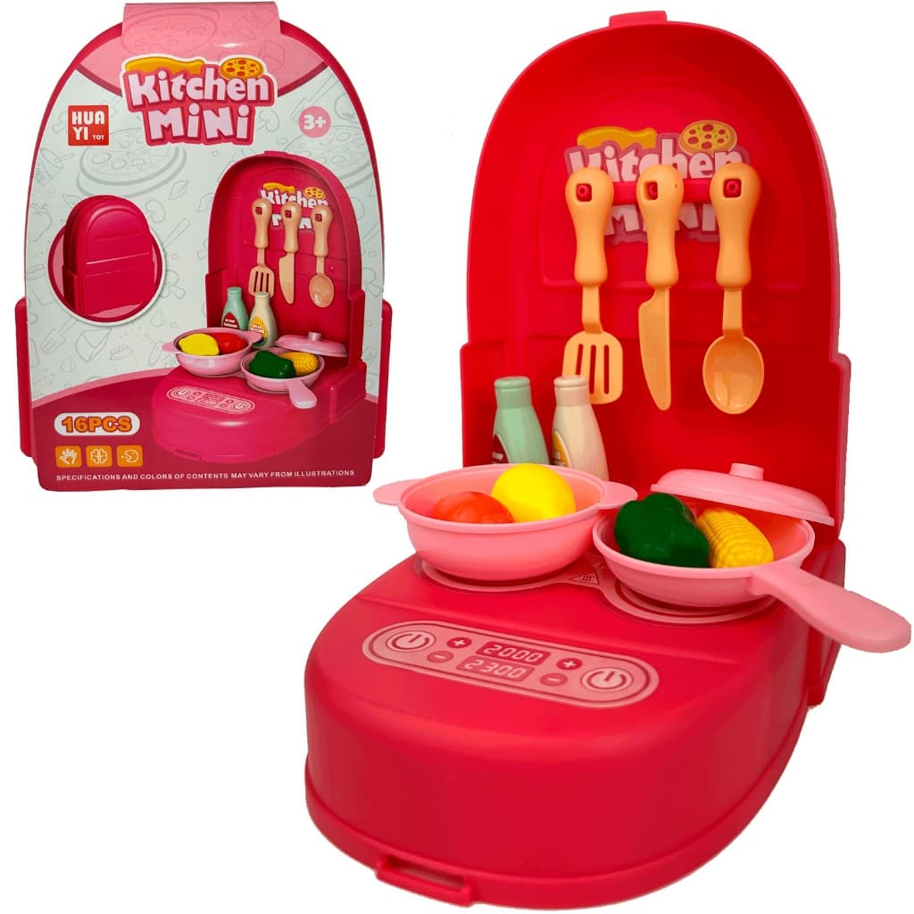 Mini Cozinha Infantil Brinquedo Fogão Portátil com Maleta Comidinha Cozinha Maleta com Acessórios Estimula a Imaginação