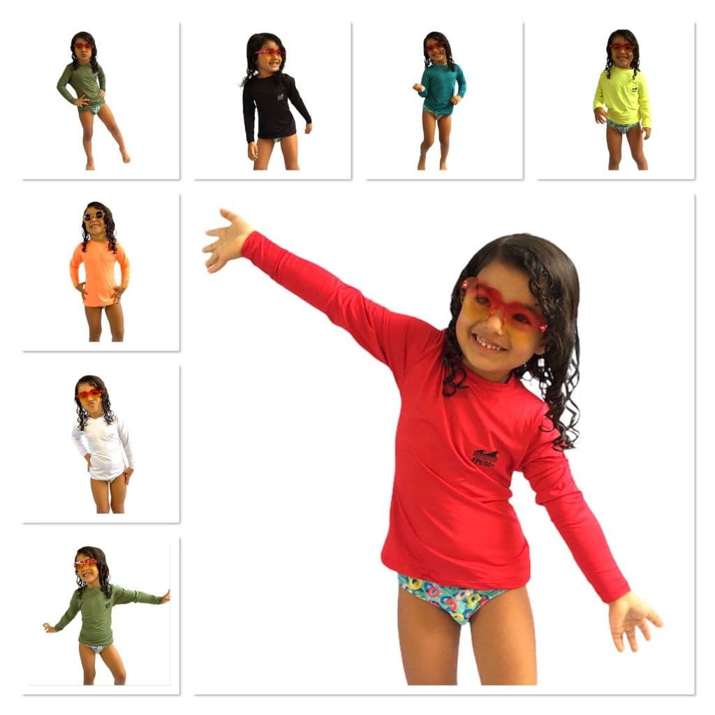 Blusa De Proteçao Uv Infantil Menino Menina Malha Fria Praia Piscina