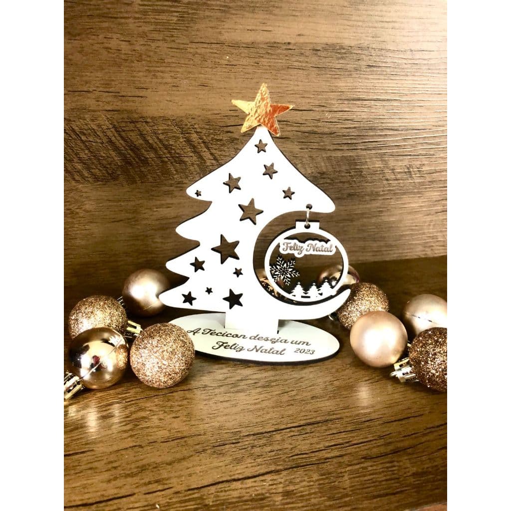 Lembrancinha Árvore de Natal 13 cm MDF Branco Brinde
