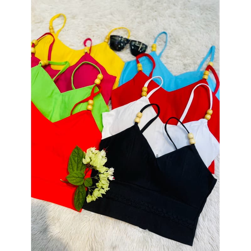Cropped Feminino Curto Bengaline C/ Bojo e Detalhes Alça Bolinhas De Bambu D-1