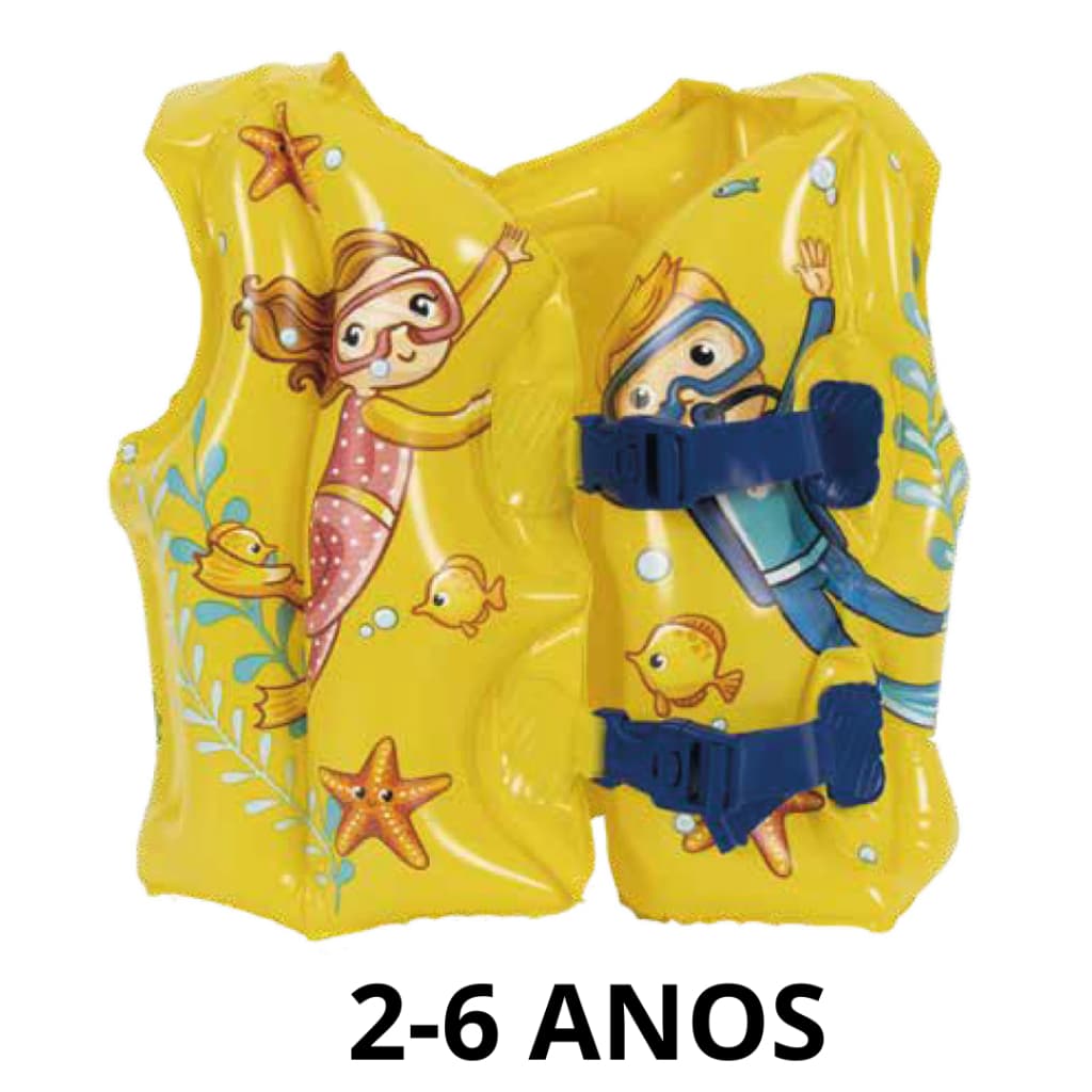 Boia colete inflavel, criancas de 2 a 6 anos, suporta de 15 a 30 Kg, Férias piscina segurança