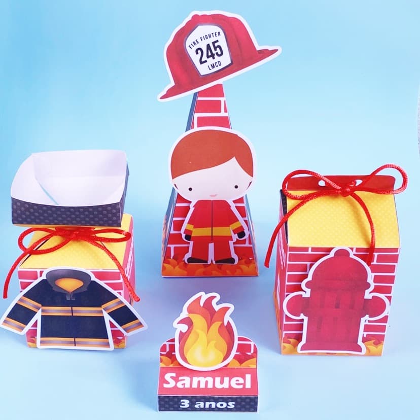 kit Festa Lembrancinhas Personalizadas Bombeiros  - Caixinhas Personalizadas - Papelaria Personalizada