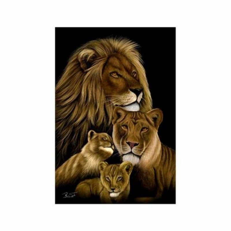 Quadro Decorativo família Leãos 2 filhotes 60x40