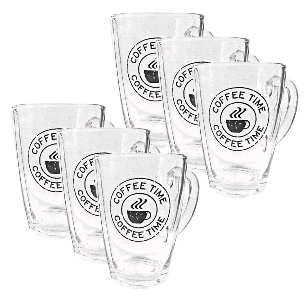 Jogo de 6 Caneca de Vidro Coffee Time 210ml - Casambiente