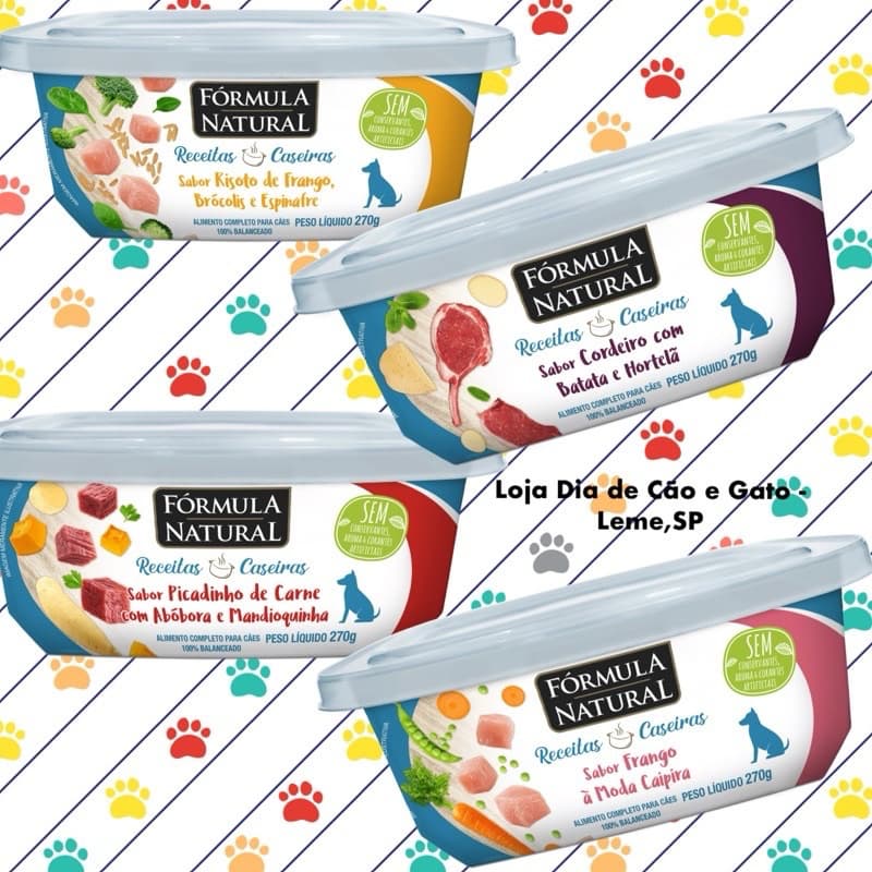 KIT 6 a 24 potes de Receitas Caseiras 270g - Comida Úmida para Cães