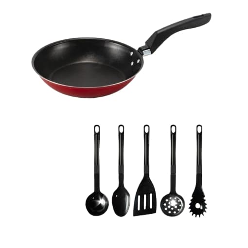Frigideira antiaderente teflon 16 cm com kit utensílios de cozinha