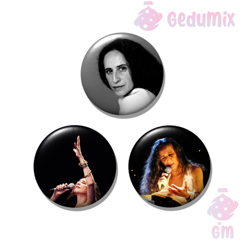 KIT 3 Bottons Broches Maria Bethânia MPB