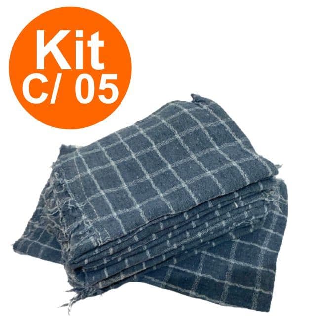 Kit 05 Pano De Chão Xadrez Limpeza Pesada 45x65 Grande