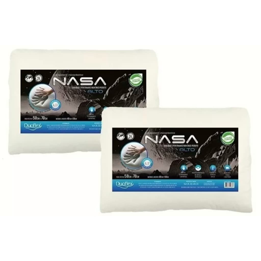 Kit Com 2 Travesseiros Nasa-X Alto Viscoelástico Duoflex