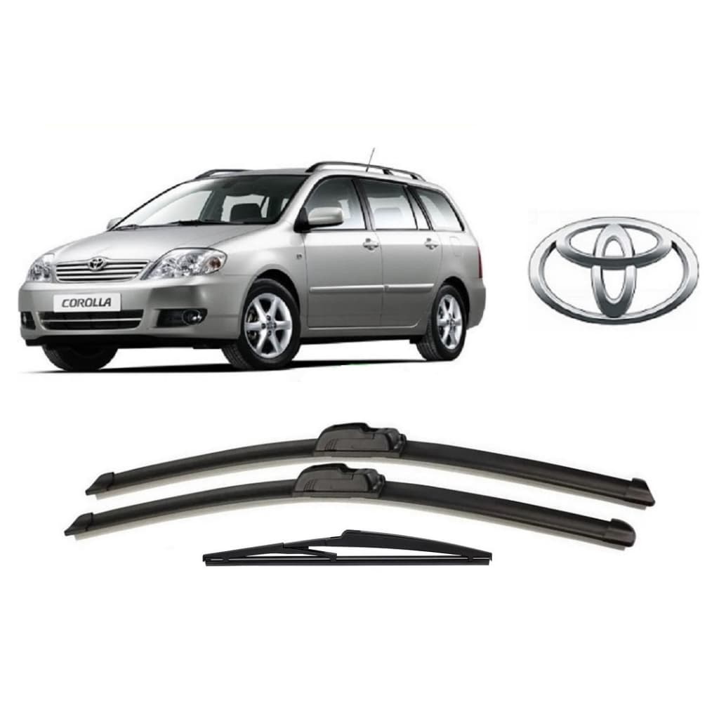 Kit 3 Palhetas Limpador de Parabrisa Dianteiro + Traseiro Toyota Corolla Fielder 2005 2006 2007 2008 ENCAIXE ORIGINAL