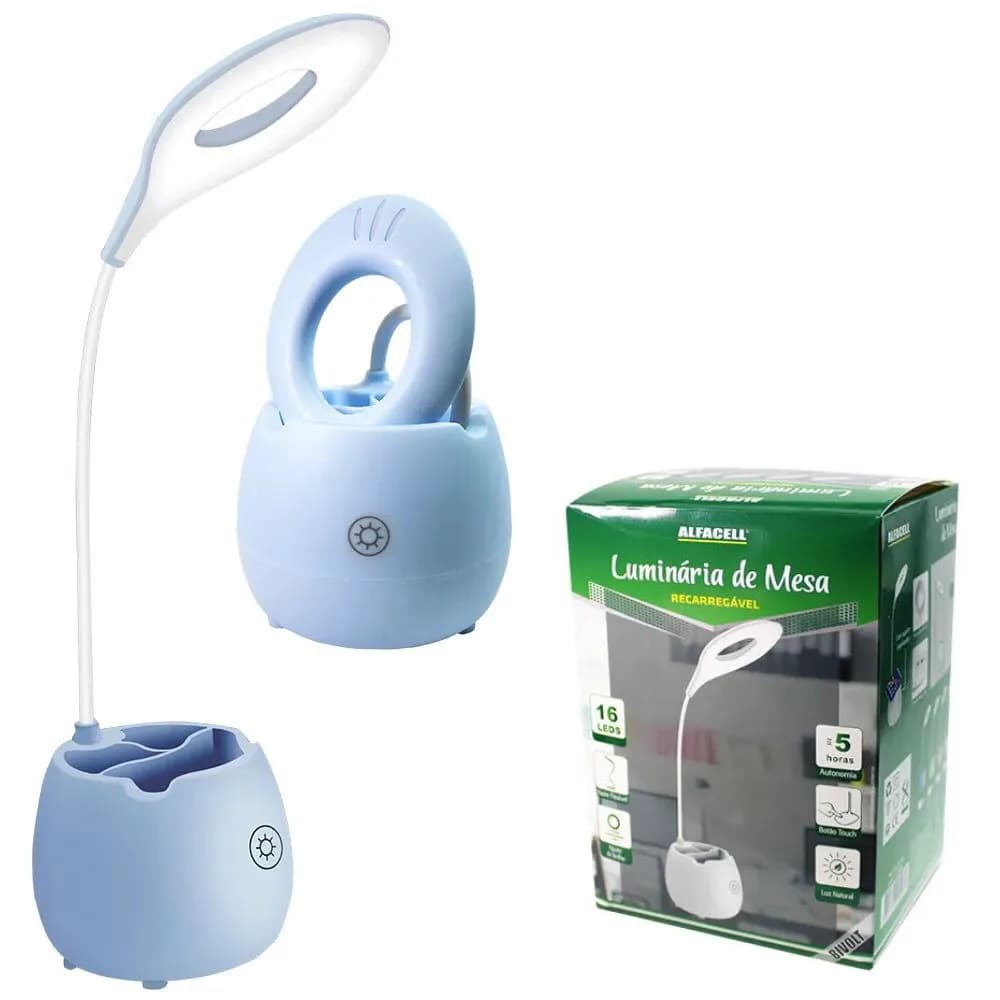 Luminária de Mesa Recarregável Haste Flexível