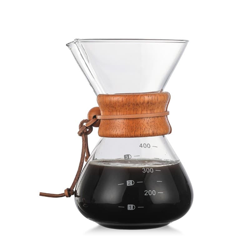 Passador De Café Vidro Tipo Chemex Gola Wood 400ml