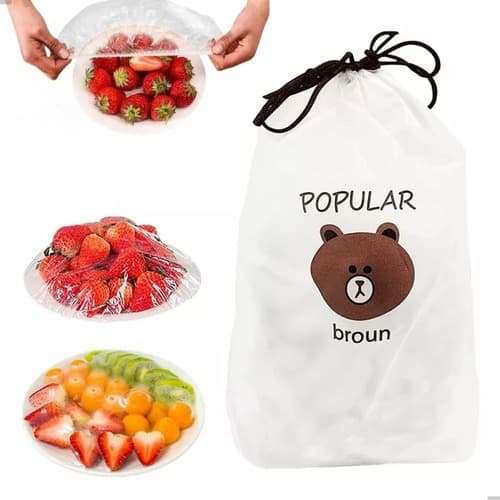 100Pcs Tampa Plástica Descartável Para Alimentos Embalagem Placa Elástica Tigela Tampas À Prova De Poeira De Cozinha Frigorífico