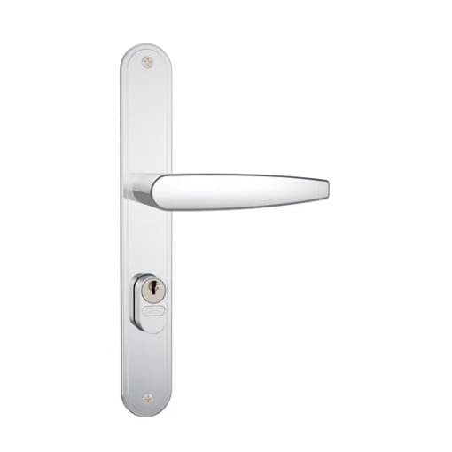 Fechadura de Porta Externa Stam Estreita Porta Madeira/Alumínio 601-602/33 Broca 20mm Inox Com Maçaneta