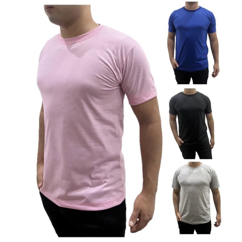 Kit 4 Camisetas masculina poliéster malha fria manga curta basica